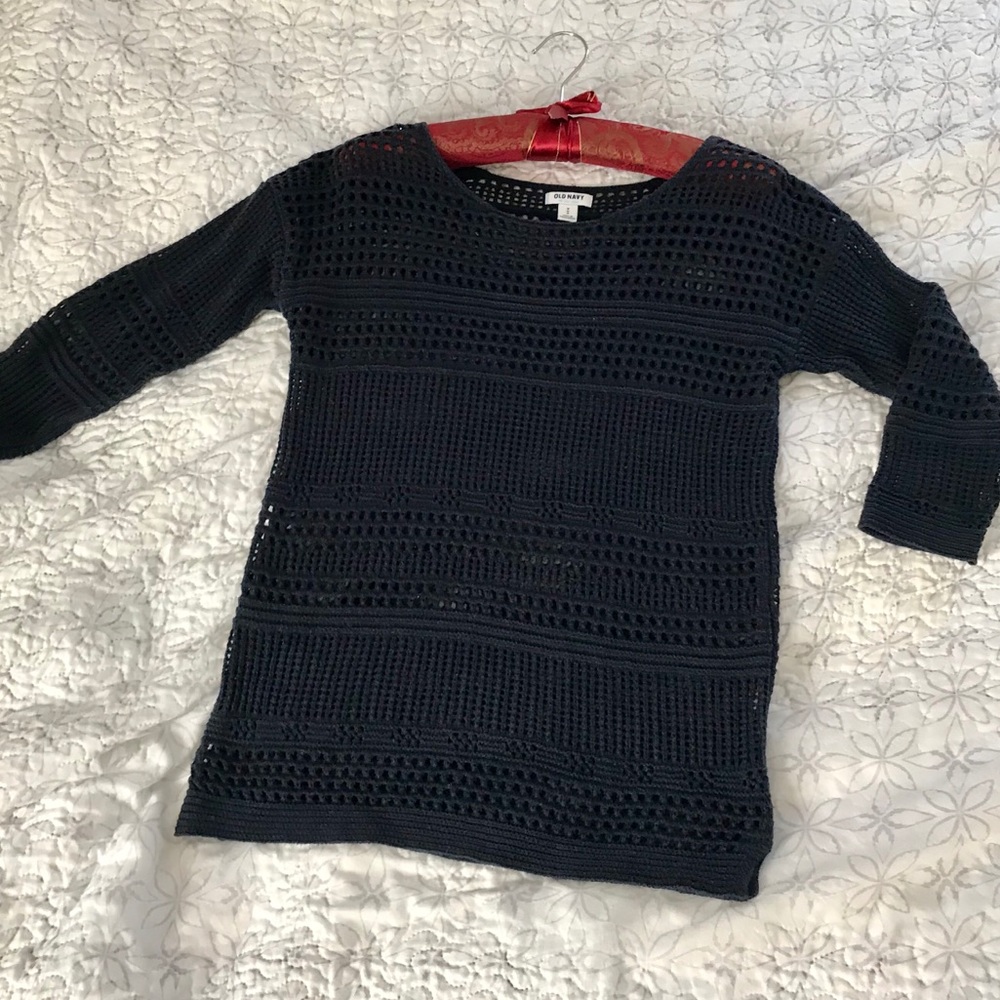 Navy Blue Crochet Top